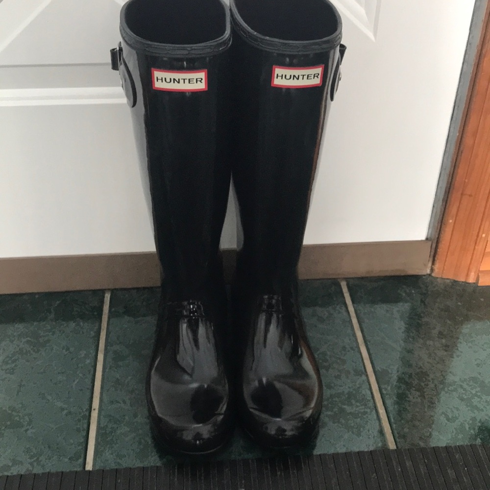 Hunter original tall gloss rain boots- black